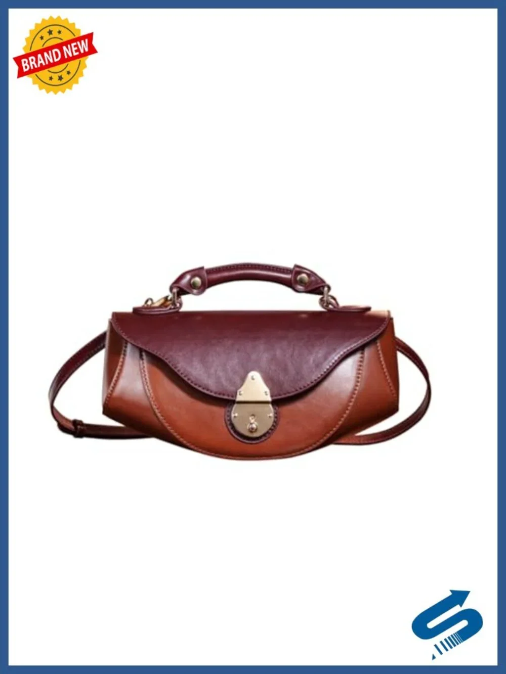 Women's Mini Faux Leather Boat-Shaped Top Handle Crossbody Bag with Detachable